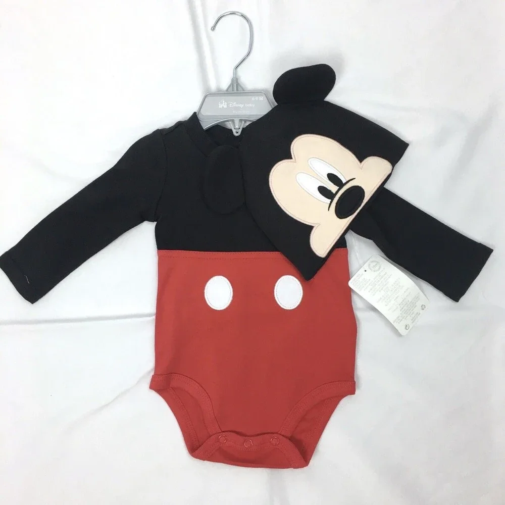 New Disney Store Mickey Mouse Baby Costume Bodysuit Hat 6-9m - Picture 1 of 2
